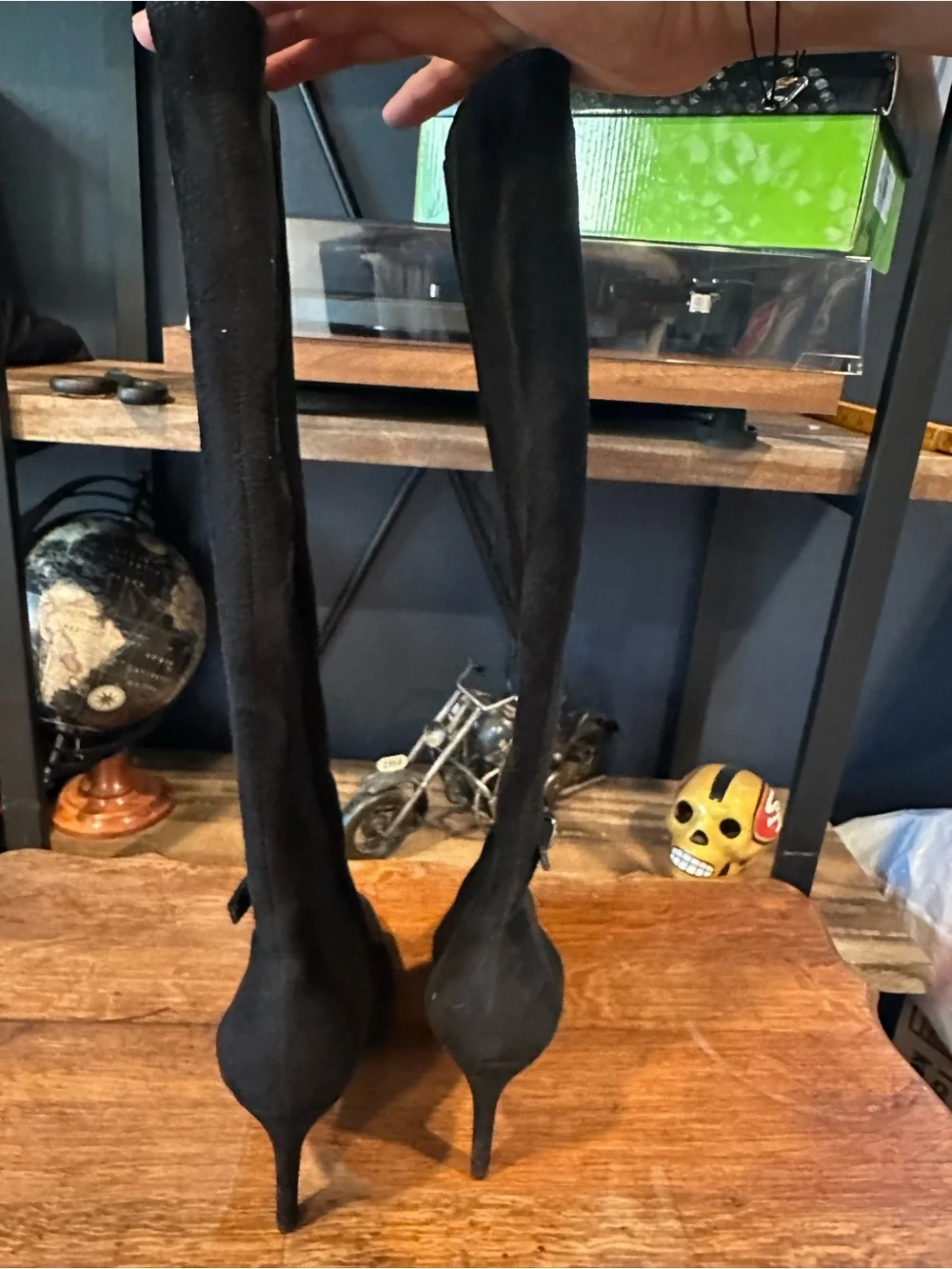 Via Spiga Black Over-the-Knee Pointed Toe Boots